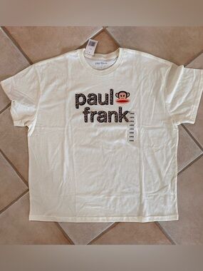 Paul Frank Graphic T-Shirt Julius Monkey Leopard Logo Cream Tee